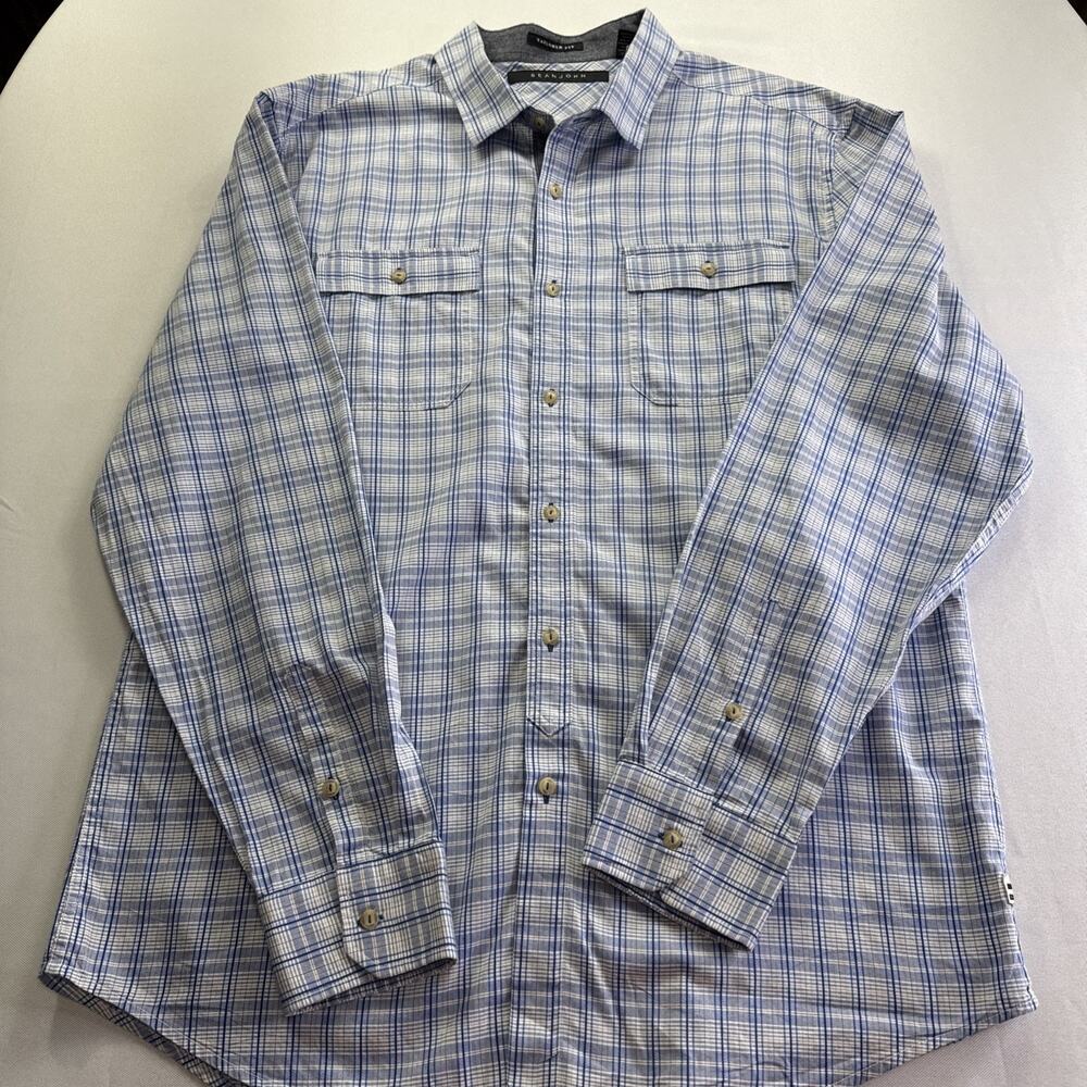 Vintage Sean John Shirt Mens 3XL Plaid Blue Tailored Fit Long Sleeve Y2K